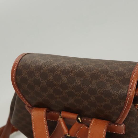 CELINE Macadam Canvas Backpack Pvc Leather Brown Gold - Picture 6 of 13